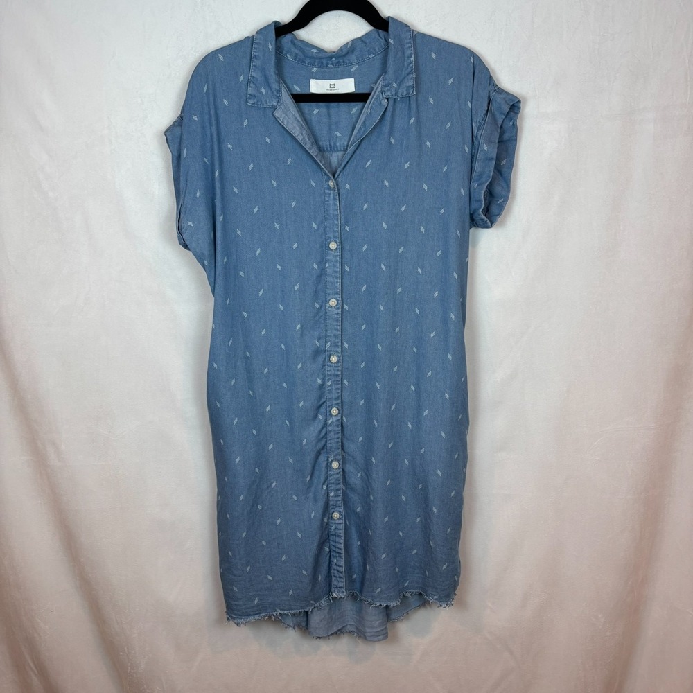 THREAD SUPPLY‎ Womens Blue Chambray Shirtdress Fringed sz Medium Boho Western
